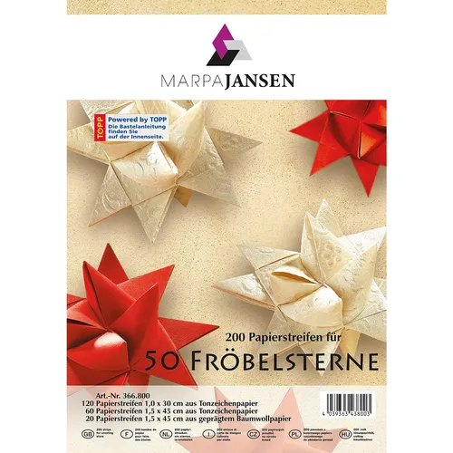 Bandes papier pour étoiles de Fröbel, 200 bandes