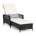 Costway PE Rattan Armrest Chaise Lounge Chair with Adjustable Pillow