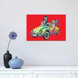 East Urban Home Couple Car in Red by P.D. Moreno - Wrapped Canvas Painting Canvas | 12 H x 18 W x 1.5 D in | Wayfair