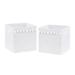 White Foldable Fabric Storage Bins for Boho Llama Collection - Gender Neutral Solid Color Bohemian Southwest Tribal Pom Pom