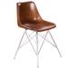 Light Brown Leather Side Chair - 31.5"H x 19"W x 19"D