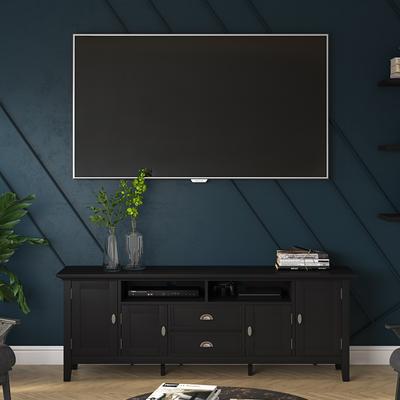 WYNDENHALL Mansfield SOLID WOOD 72 inch Wide Transitional TV Media Stand For TVs up to 80 inches - 72'' W x 16.5'' D x 26'' H