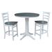 36" Round Extension Dining Table With 2 Emily Counter Height Stools - Set of 3 Pieces