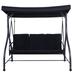 Black Adjustable 3 Seat Cushioned Porch Patio Canopy Swing Chair - 73" x 44" x 68" (L x W x H)