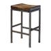 30" Beck Solid Dark Brown Wood Barstool with Industrial Iron Base