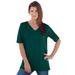 Plus Size Women's V-Neck Ultimate Tee by Roaman's in Emerald Green (Size 4X) 100% Cotton T-Shirt