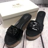 Coach Shoes | Coach Black Cork Wedge | Color: Black | Size: 9.5