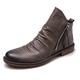 Halfword Men's Leather Chelsea Boots Double Side Zipper Non-slip Boots Grey 9
