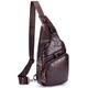 BULLCAPTAIN Men Sling Chest Bag Genuine Leather Casual Multipurpose Crossbody Shoulder Backpack Travel Hiking Daypack - brown - Small