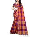 Indian Crafty Vibes Bollywood Cotton Silk Checks Printed Saree for Women with Blouse Piece- Orange- ICV-OL-SR-103A