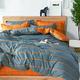 FANSU King Duvet Set Double Sided Bedding Set 4 Pcs With Pillow Cases,Orange&Grey Bedding sets with Zipper Closure,Ultra Soft Anti Allergic Easy Care Non Lron Luxury Microfibre,King(220 x 230cm)