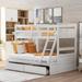 Coghill Twin Over Full 2 Drawer Solid Wood Standard Bunk Bed by Harriet Bee Wood in White | 61.3 H x 57.2 W x 75.9 D in | Wayfair