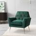 Lilia Contemporary Velvet Upholstered Tufted Back Armchair with Metal Golden legs by HULALA HOME
