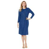 Plus Size Women's Cable Sweater Dress by Jessica London in Twilight Blue (Size 26/28)