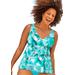 Plus Size Women's V-Neck Flowy Tankini Top by Swimsuits For All in Tropical Palm (Size 20)