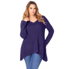 Plus Size Women's V-Neck Thermal Pullover by Roaman's in Midnight Violet (Size 26/28)