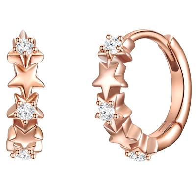 Glanzstücke München Creolen Sterne Sterling Silber Zirkonia in Roségold 11,4 mm Damen Image
