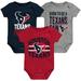 Newborn & Infant Navy/Red/Heathered Gray Houston Texans 3rd Down Goal Three-Piece Bodysuit Set