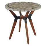 Round 30-inch Bistro Style Outdoor Patio Table with Marble Tile Top - 30 diam. x 30H in.