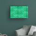 Ebern Designs Double Leaf Pattern Green by Cora Niele - Wrapped Canvas Painting Canvas in Blue/Green | 12 H x 19 W x 2 D in | Wayfair