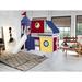 Zoomie Kids Johannes Solid Wood Twin Low Loft Bed w/ Ladder Slide Tent & Tower in Red/White/Blue | 87.5 H x 80 W x 84.75 D in | Wayfair