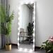 Latitude Run® Modern Wall Standing Full Length Hollywood Vanity Mirror w/ Lights Metal in White | 63 H x 24 W x 1 D in | Wayfair