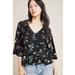 Anthropologie Tops | Anthropologie Parvati Floral Cool Blouse Top Xs | Color: Black | Size: Xs