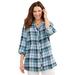 Plus Size Women's Effortless Pintuck Plaid Tunic by Catherines in Navy (Size 3X)