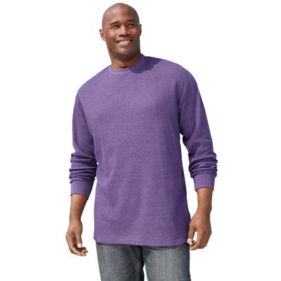 Men's Big & Tall Waffle-knit Thermal Crewneck Tee by KingSize in Heather Dark Purple (Size XL) Long Underwear Top