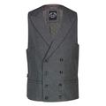 MAX Mens Black Grey Double Breasted Waistcoat Peak Lapels Smart Tailored Fit Wedding Party Vest [WPC-MAX-LIGHT-GREY-42]