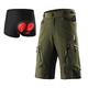 ARSUXEO Men's Cycling Shorts Loose Fit MTB Shorts Water Resistant Outdoor Sports Bottom with 7 Pockets 1202 001B Green S