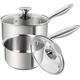 MICHELANGELO Saucepan Set 14cm,18cm, Stainless Steel Saucepans for Induction Hobs, Induction Sacuepans Set, 18/10 Stainless Steel Saucepan Set