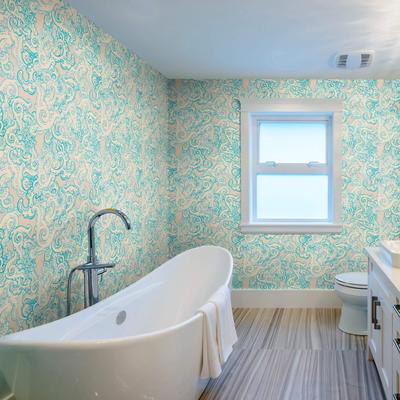 Beige and Blue Fish Nautical Peel and Stick Removable Wallpaper 9569