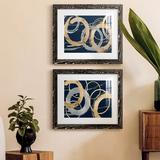Dakota Fields Gold & Silver Atmosphere I - 2 Piece Picture Frame Painting Set Paper, Solid Wood in Blue/Green/Indigo | 17 H x 20 W in | Wayfair