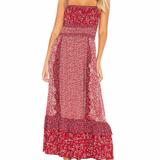 Free People Dresses | Free People Yesica Floral Ruffle-Trim Maxi Dress 0 | Color: Red | Size: 0