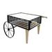 Gracie Oaks Wood Wagon Flower Planter Bed Stand Wheels Metal Iron Frame Home Outdoor Wood in Brown | 32.95 H x 36.34 W x 58.19 D in | Wayfair