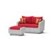 Cannes 2 Piece Sunbrella Outdoor Patio Loveseat & Ottoman - Sunset Red