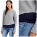 J. Crew Sweaters | J. Crew Cotton Sweatshirt Ruffle Trim Navy Gray 100% Cotton Preppy Size S | Color: Blue/Gray | Size: S