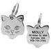 Personalized Cat Shaped Stainless Steel Pet ID Tag with Engravement on Both Sides, Regular, Silver