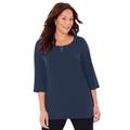 Plus Size Women's Suprema® Double-Ring Tee by Catherines in Navy (Size 4X)