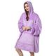 AUBIG Blanket Sweatshirt, Super Soft Fleece Dressing Gown, Warm Comfortable Hooded Robe, One Size Fits All Adults Men Women Purple