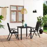 Latitude Run® Outdoor Dining Set Garden Table & Chair Set Glass/Wicker/Rattan in Black | 31.5 W x 31.5 D in | Wayfair