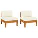 Millwood Pines Middle Sofas w/ Cushions Solid Acacia Wood in Brown/White | 23.62 H x 24.02 W x 24.8 D in | Outdoor Furniture | Wayfair