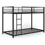 Costway Sturdy Metal Bunk Bed Frame Twin Over Twin with Safety Guard Rails and Side Ladder-Black