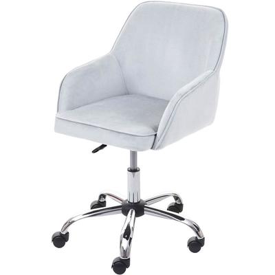 HHG - Bürostuhl 582, Schreibtischstuhl Chefsessel Drehstuhl, Retro Design Samt grau Image