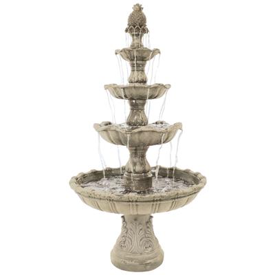 Sunnydaze 4-Tier Grand Courtyard Garden Water Fountain - Earth Finish - 80-Inch - 80"