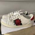 Gucci Shoes | Gucci White Leather Rubber Shoes Fashion Sneakers Size 39-8 Italy | Color: Red/White | Size: 39eu