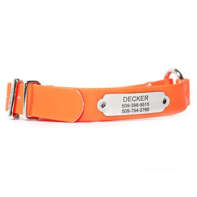 GoTags Sporting Waterproof and Odor-Proof Dog Collar with Personalized Stainless Steel Nameplate, Orange, X-Large