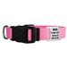 Personalized Pink Adjustable Dog Collar with Custom Engraved Stainless Steel Slide ID Tag, Medium, Pink / Silver