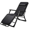 HAIYU- Adjustable Sun Lounger Garden Lounge Chair Folding Reclining Chair, 180 Degree Flat Design, Outdoor Leisure Sunbed with Removable Pillow and Cushion(Color:Black)